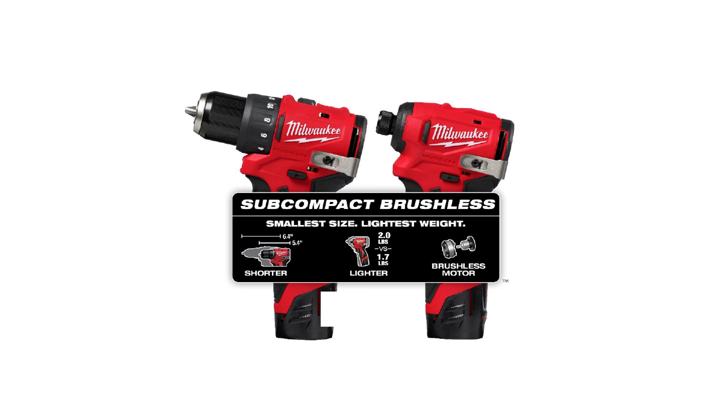 Milwaukee M12™ Subcompact Brushless Drill and Impact Driver