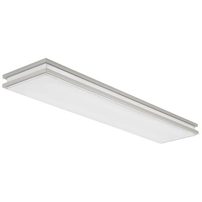 The LED Saturn Linear Flush Mount offers general ambient lighting from a decorative flush mount fixture. The LED engine delivers a long life of energy savings and reduced maintenance. With finishes in brushed nickel and bronze, this fixture is versatile and will look great in a variety of spaces.