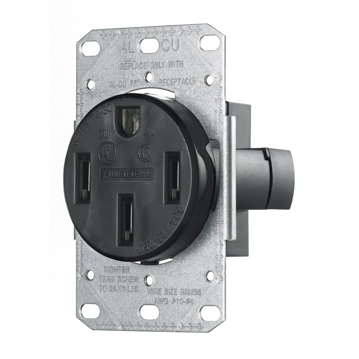 tradeSELECT Straight Blade Residential Grade, Single, 50A 125/250V, 3-Pole 4-Wire Grounding, 14-50R, Flush Mount