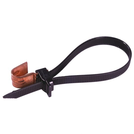 Messenger Hanger and Hanger Strap-Releasable, Black Nylon 12 for Temperatures up to 80 Degrees Celsius (176 F), Weather and Ultraviolet Resistant, Stainless Steel Hook, Length of 304.8mm (12.0 Inches), Width of 13.21mm (0.520 Inch), Tensile Strength Rating of 890 Newtons (200 Pounds)