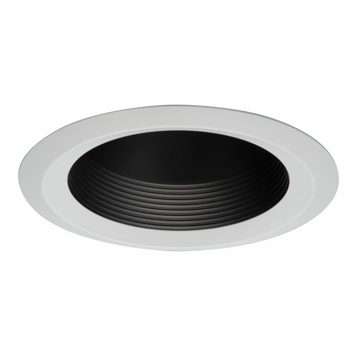 6" Shallow Full Cone Black Baffle, White Self-Flange Ring