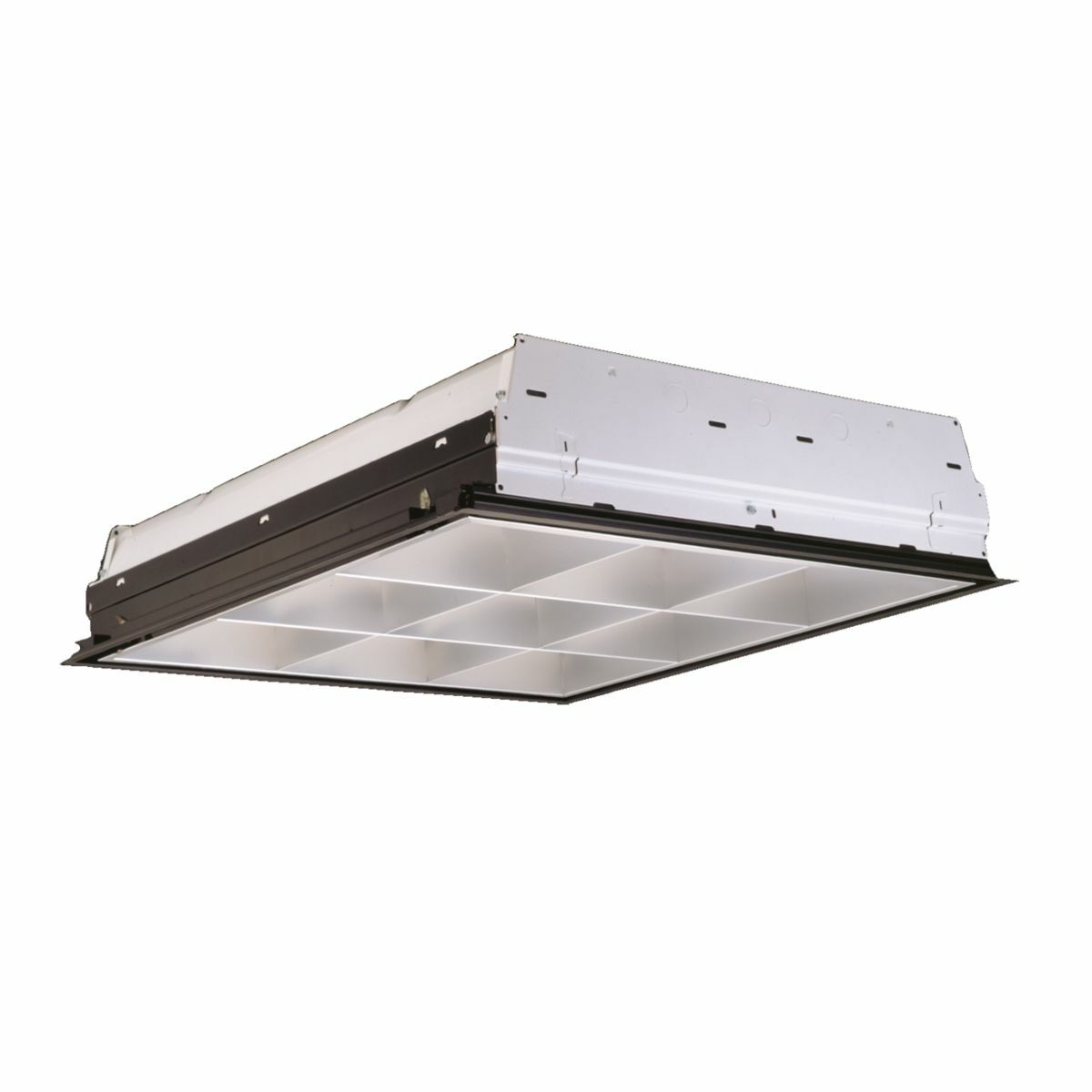 2 U-Lamp, 2'x2' Static Parabolic, 9 Cell, Semi Specular/Low Iridescent Haze 3" Louver, CEE Listed Electronic Ballast, T8