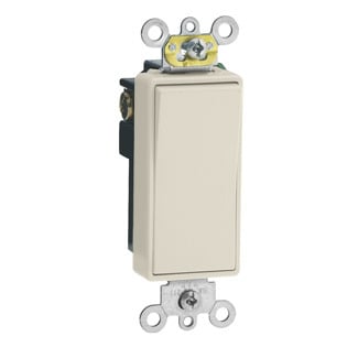 15 Amp, 120/277 Volt, Decora Plus Rocker Single-Pole AC Quiet Switch, Commercial Grade, Light Almond