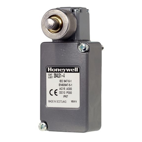 MICRO SWITCH LS Series General Purpose Limit Switches, Side Rotary with 1.5 in to 3.5 in Adjustable Length Lever, Nylon Roller, 1NC 1NO DPDT Snap Action, Double Break, 0.5 in - 14NPT conduit, Plug-in
