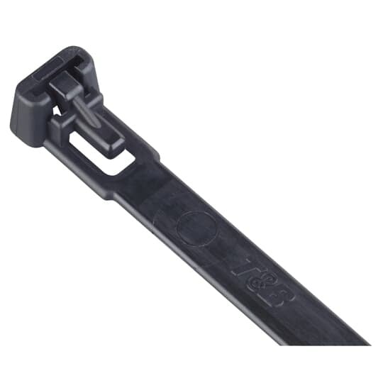 Releasable Cable Tie, Black Polyamide (Nylon 6.6) for Temperatures up to 85 Degrees Celsius (185 F), Weather and Ultraviolet Resistant for Indoor and Outdoor Applications, Length of 200mm (7.87 Inches), Width of 7.6mm (0.3 Inch), Thickness of 1.3mm (0.05 Inch), Tensile Strength Rating of 222 Newtons (50 Pounds)