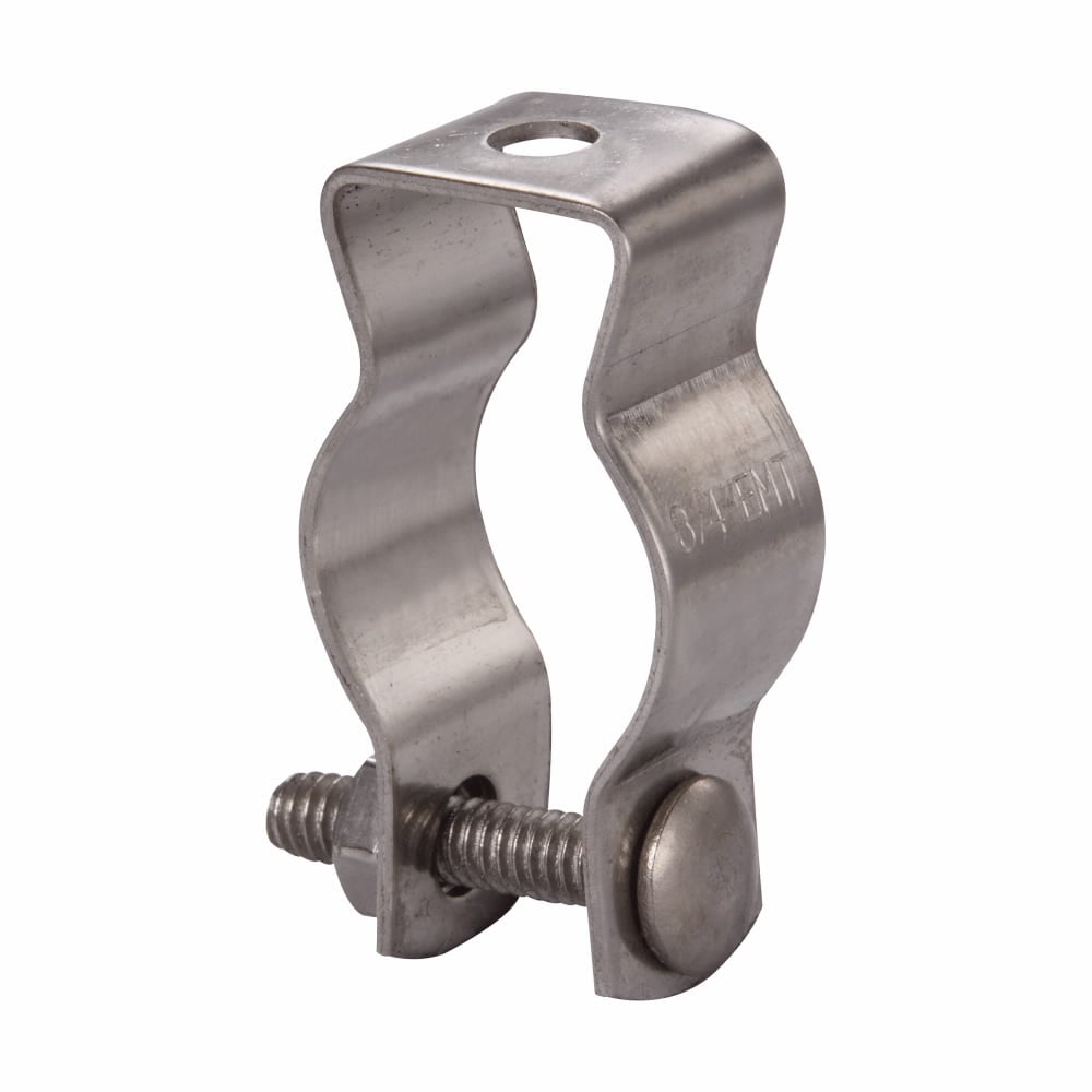 Eaton Crouse-Hinds series rigid/IMC conduit hanger, EMT and rigid/IMC, 3/4" EMT conduit size, 301 stainless steel, 3/4" rigid conduit size, With bolt