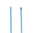 Cable Tie, Bright Blue Polypropylene for Temperatures up to 85 Degrees Celsius (185 F) for Indoor Applications, Length of 361mm (14.2 Inches), Width of 4.67mm (0.184 Inches), Thickness of 1.19mm (0.047 Inches), Tensile Strength Rating of 135 Newtons (30 Pounds)