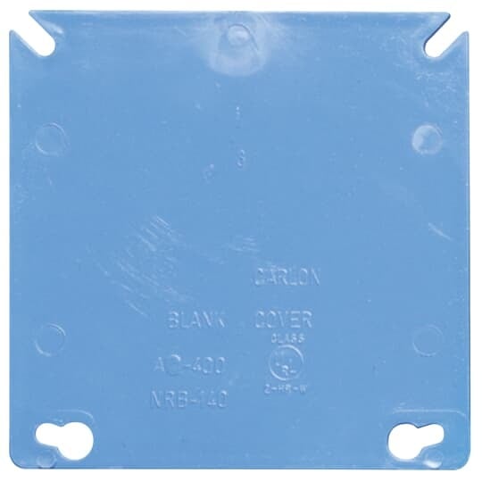 Two-Gang Blank Box Cover, 4 Inches Square, Color Blue, Material Non-Metallic
