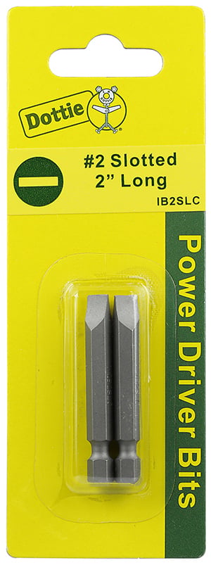 Power Bit, #2 tip size, Slotted tip type, 2 in. overall length, 2 pieces, #8-10 screw size