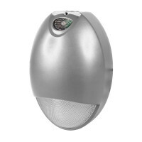EOT Series Silver Outdoor LED Tear Drop Emergency Wall Pack with Photocell and Self-Diagnostic, 5000K