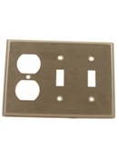 3-Gang 2-Toggle 1-Duplex Device Combination Wallplate, Standard Size, 302 Stainless Steel, Device Mount,     - Stainless Steel