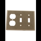 3-Gang 2-Toggle 1-Duplex Device Combination Wallplate, Standard Size, 302 Stainless Steel, Device Mount,     - Stainless Steel