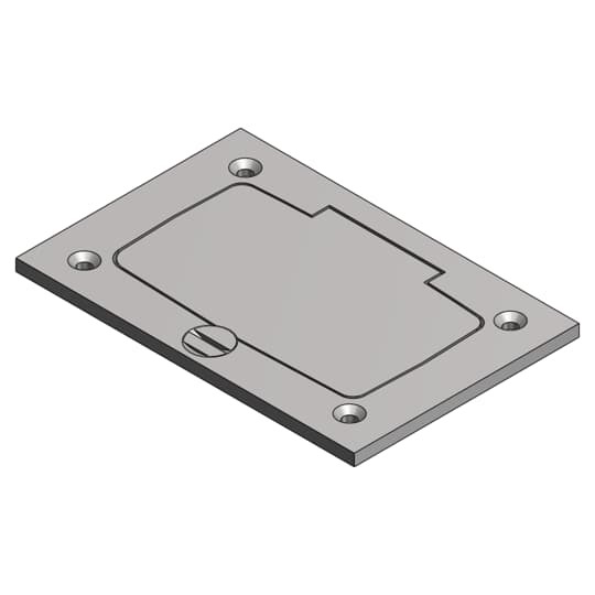 Cover Plate for Multi-Gang Floor Boxes for Power and Communications, Length 4-1/2 Inches, Width 3 Inches, GFCI Flip Lid, Aluminum