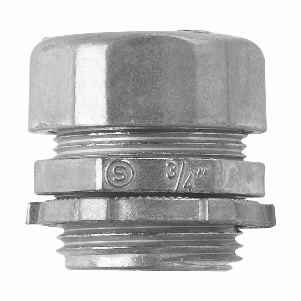 Eaton Crouse-Hinds series EMT compression connector, EMT, Straight, Non-insulated, Zinc die cast, Threadless, 1/2"