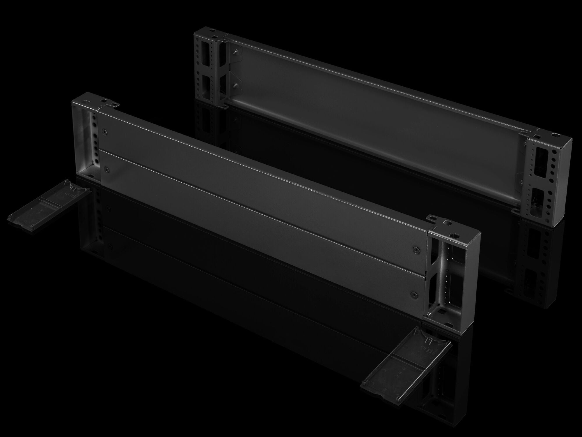 TS Base/plinth component, front and rear, H: 200 mm, for W: 800 mm, RAL 7022, carbon steel