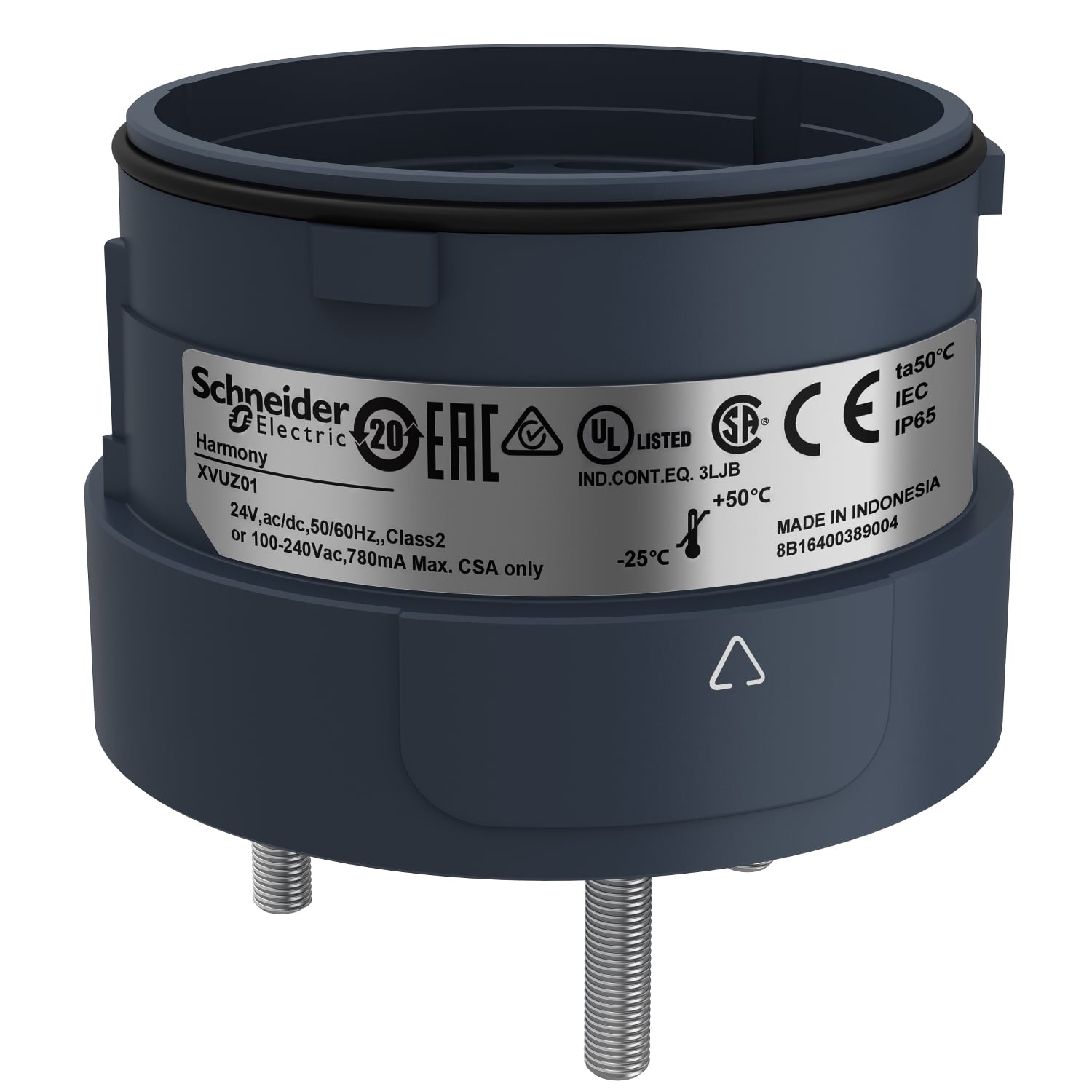 Fixing unit for modular tower lights, Harmony XVU, black, 60mm, 3 pins direct mounting