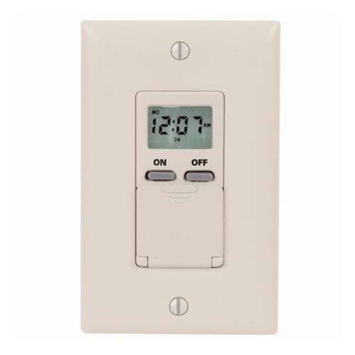 Ivory  In-Wall Timers allow up to 14 ON/OFF events per week. The timer is Incandescent, Fluorescent, CFL and LED compatible.