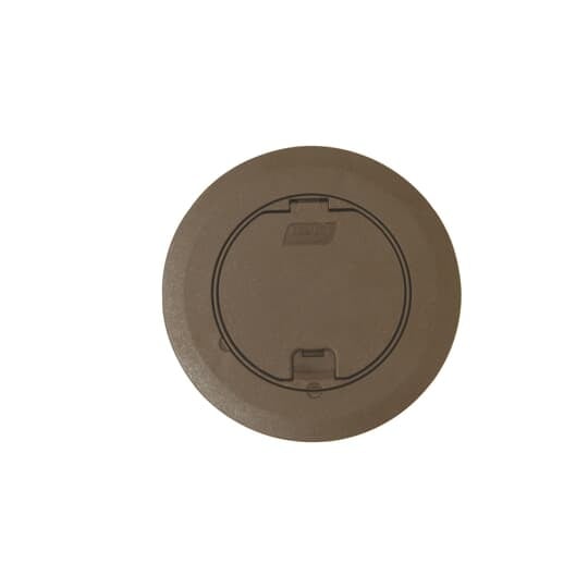 Recessed Service Floor Box Cover Kit, Accepts Duplex Receptacles GFI Receptacles and 2 Port Keystone Data Plate, Brown, Non-Metallic, For use with Flush Service Floor Box, 100 Cubic Inches, Opening Diameter 5-5/32 Inches, Base Diameter 6-3/8 Inches, Depth 6 Inches, 3/4 Inch and 1 Inch Conduit Tapping, Plastic, For Power or Communications/Data and Wood Sub-Floor and Raised Floor Applications