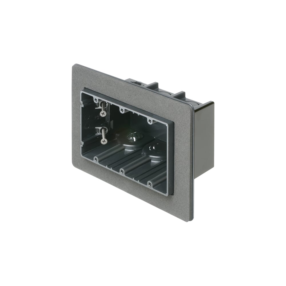One Box Vapor Boxes for Devices. Flange forms a protective barrier against air infiltration. 2 Hour Fire Rating. Three Gang. Screw On. 59 cu. in.
