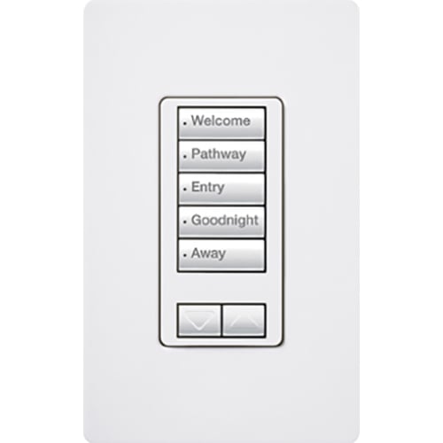 Lutron RadioRA 2 seeTouch Wall Mount Designer Keypad, 5 Button with Raise/Lower - White