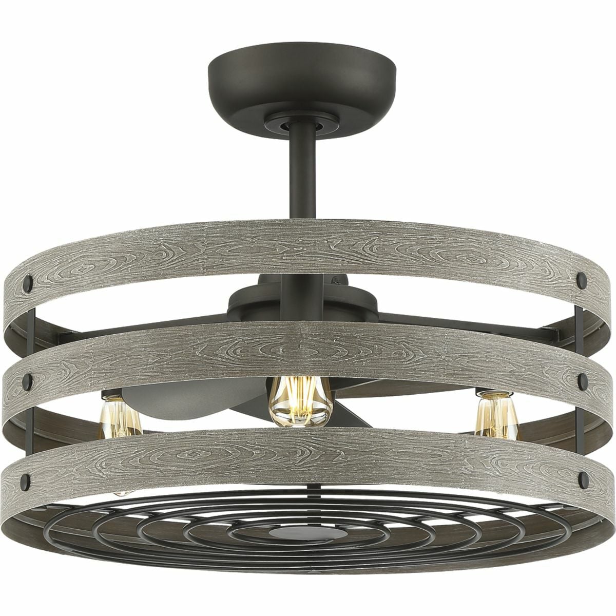 Freshen and revitalize your farmhouse or seaside home with the Gulliver ceiling fan. Three Gray Wood bands wrap together to create a statement-making, open-cage design that encloses the blades responsible for creating a reviving, fresh breeze.