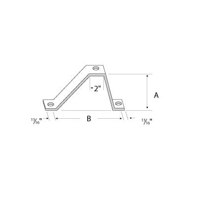Bracket, Wall Ladder, Height 2-3/8 Inches, Width 6 Inches, Hole Diameter 9/16 Inch, Steel