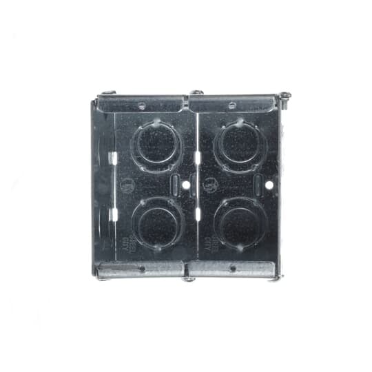 Gangable Masonry Box, 22 Cubic Inches, 3-3/4 Inches Long x 3-3/4 Inches Wide x 3-1/2 Inches Deep, 1/2 Inch and 3/4 Inch Knockouts, Pre-Galvanized Steel, For use with Conduit