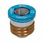 Eaton Bussmann series Type T plug fuse, plug fuse, time delay, heavy duty, packaging type blister pack, 15 A, 125 Vac, 10 kAIC (RMS Symmetrical) interrupt rating, threaded mount, duel element, plastic body, brass threads, edison base