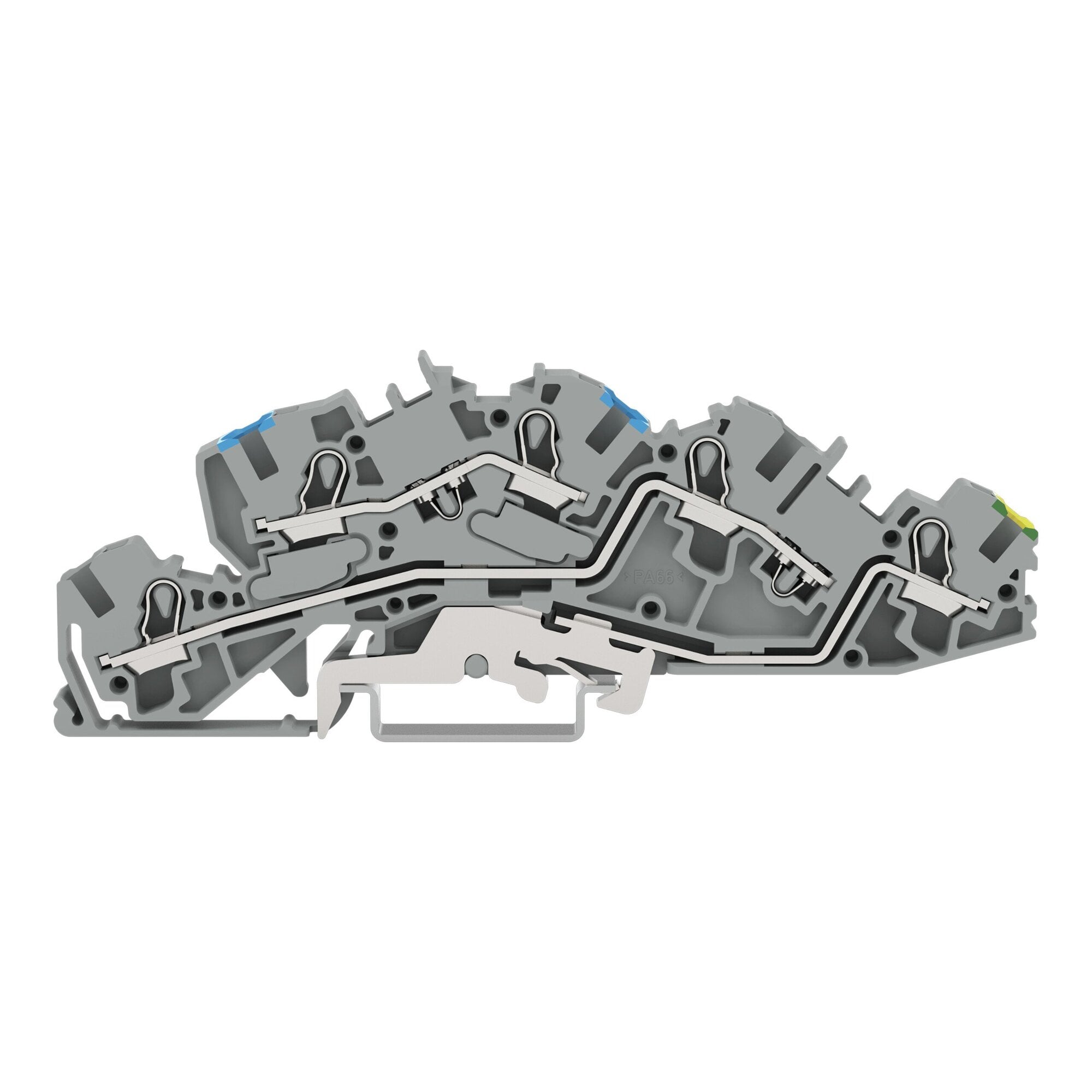 Multilevel installation terminal block; with operating slots; 4 mm; N/L/PE; Push-in CAGE CLAMP; 4,00 mm; gray