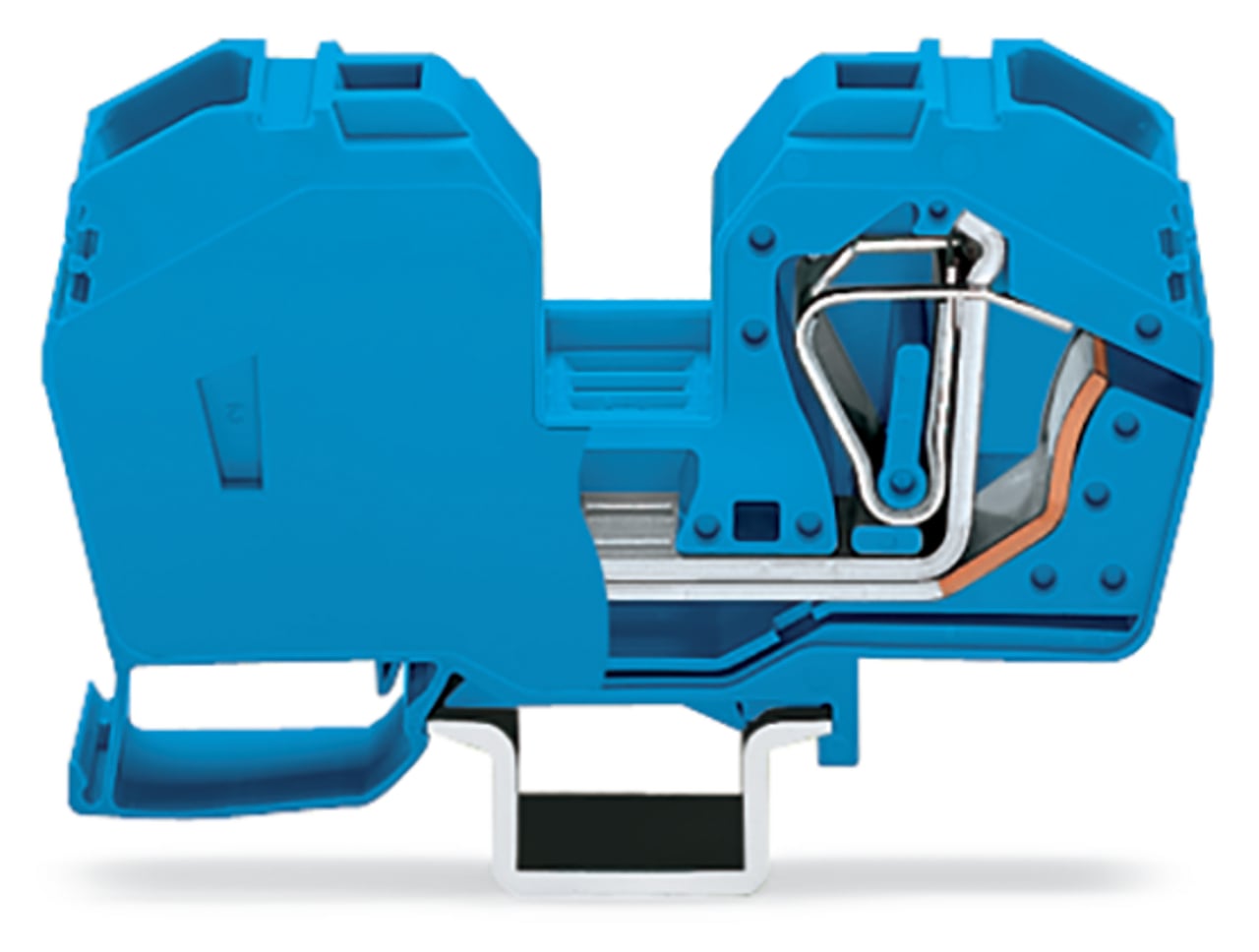 2-conductor through terminal block; 35 mm; with integrated end plate; side and center marking; only for DIN 35 x 15 rail; CAGE CLAMP; 35,00 mm; blue