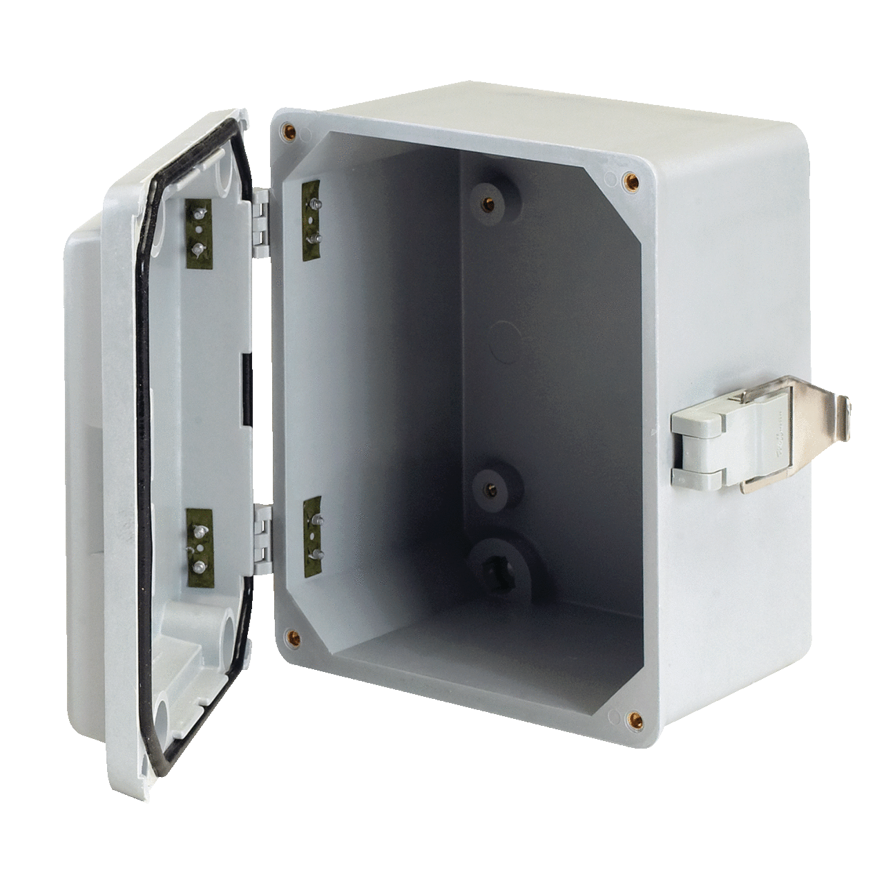 Hinge Cover Quick-Release Latch Type 4X, 7.50x6.00x5.20, Gray, Fiberglass