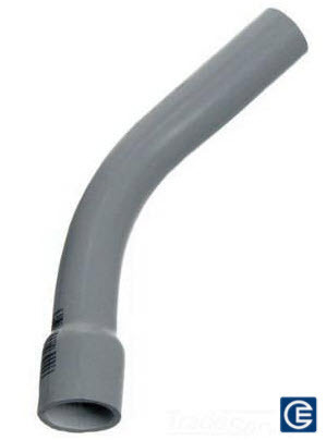 PVC Elbow with Belled End, 4 inch, 45 Degree Bend Angle, Standard Bend Radius, Schedule 40