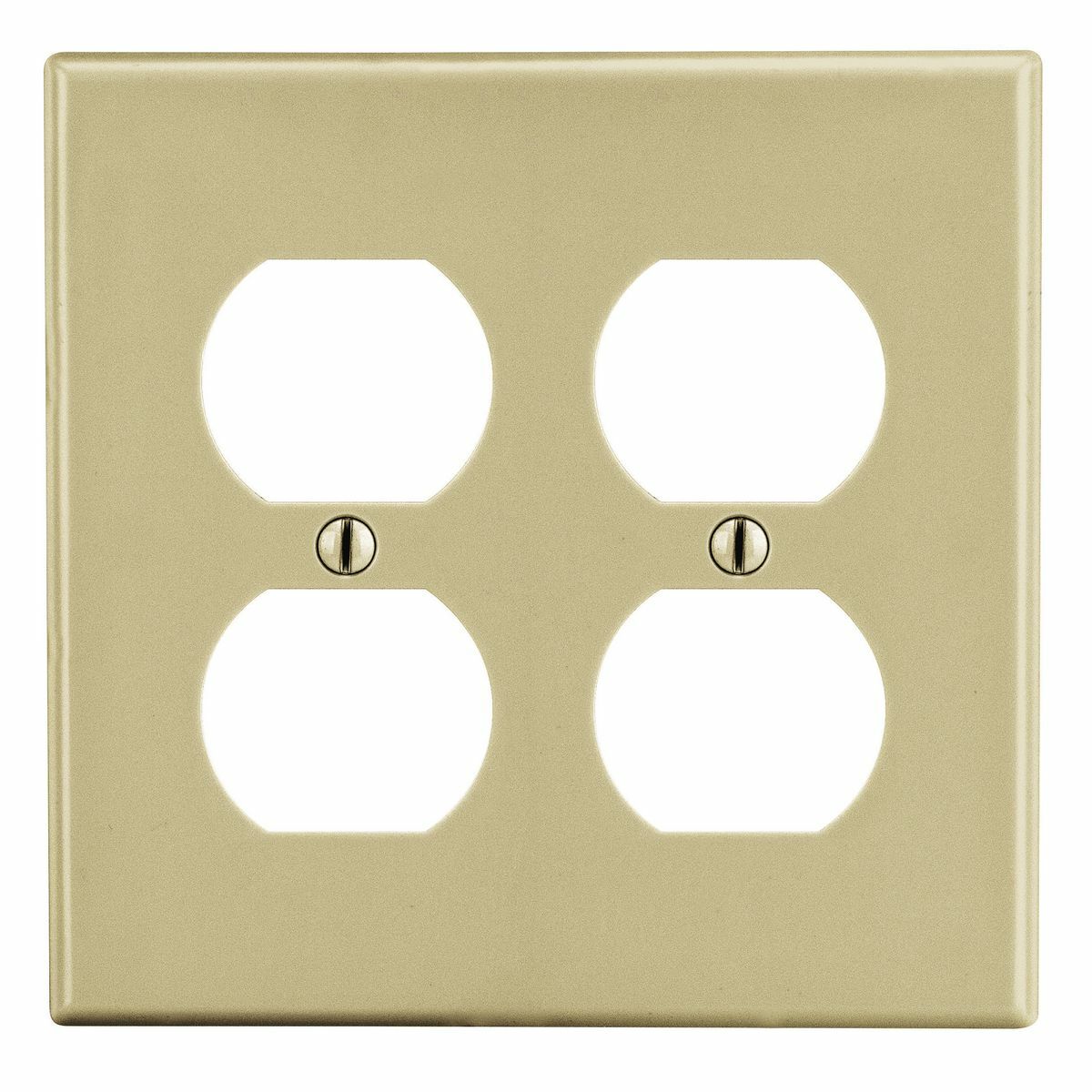 Hubbell Wiring Device Kellems, Wallplates and Box Covers, Wallplate,Non-Metallic, Mid-Sized, 2-Gang, 2) Duplex, Ivory