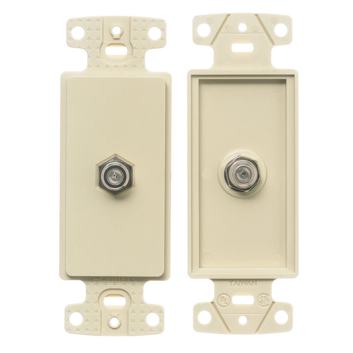 Plates, 1-Gang Frame, Decorator, With F-Connector, Light Almond