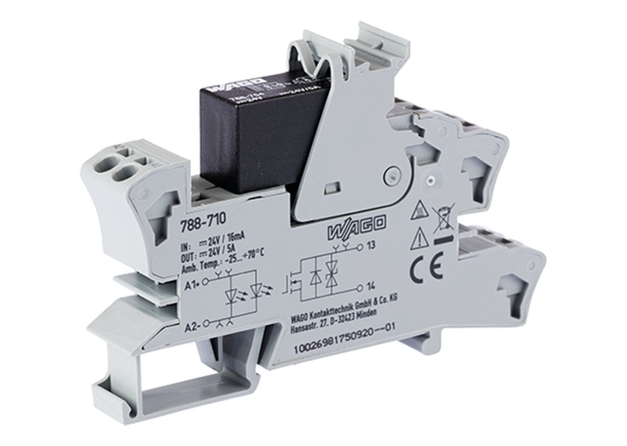 Solid-state relay module; Nominal input voltage: 24 VDC; Output voltage range: 0  35 VDC; Limiting continuous current: 5 A; 2-wire connection; Green status indicator; Module width: 15 mm
