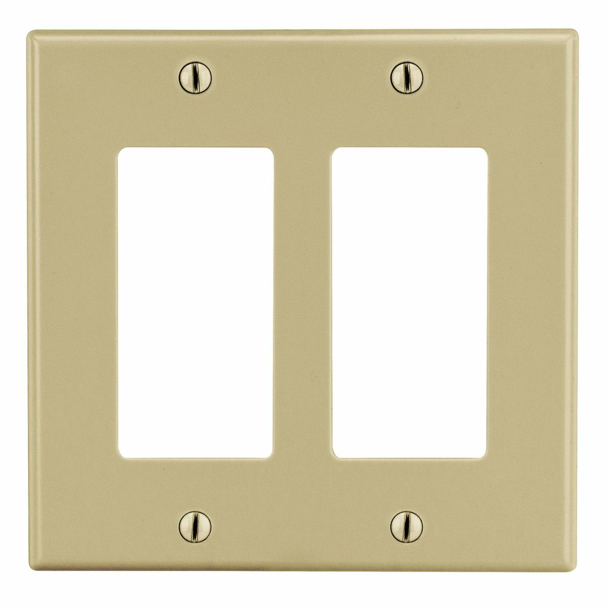 Hubbell Wiring Device Kellems, Wallplates and Box Covers, Wallplate,Non-Metallic, Mid-Sized, 2-Gang, 2) Decorator, Ivory