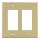 Hubbell Wiring Device Kellems, Wallplates and Box Covers, Wallplate,Non-Metallic, Mid-Sized, 2-Gang, 2) Decorator, Ivory