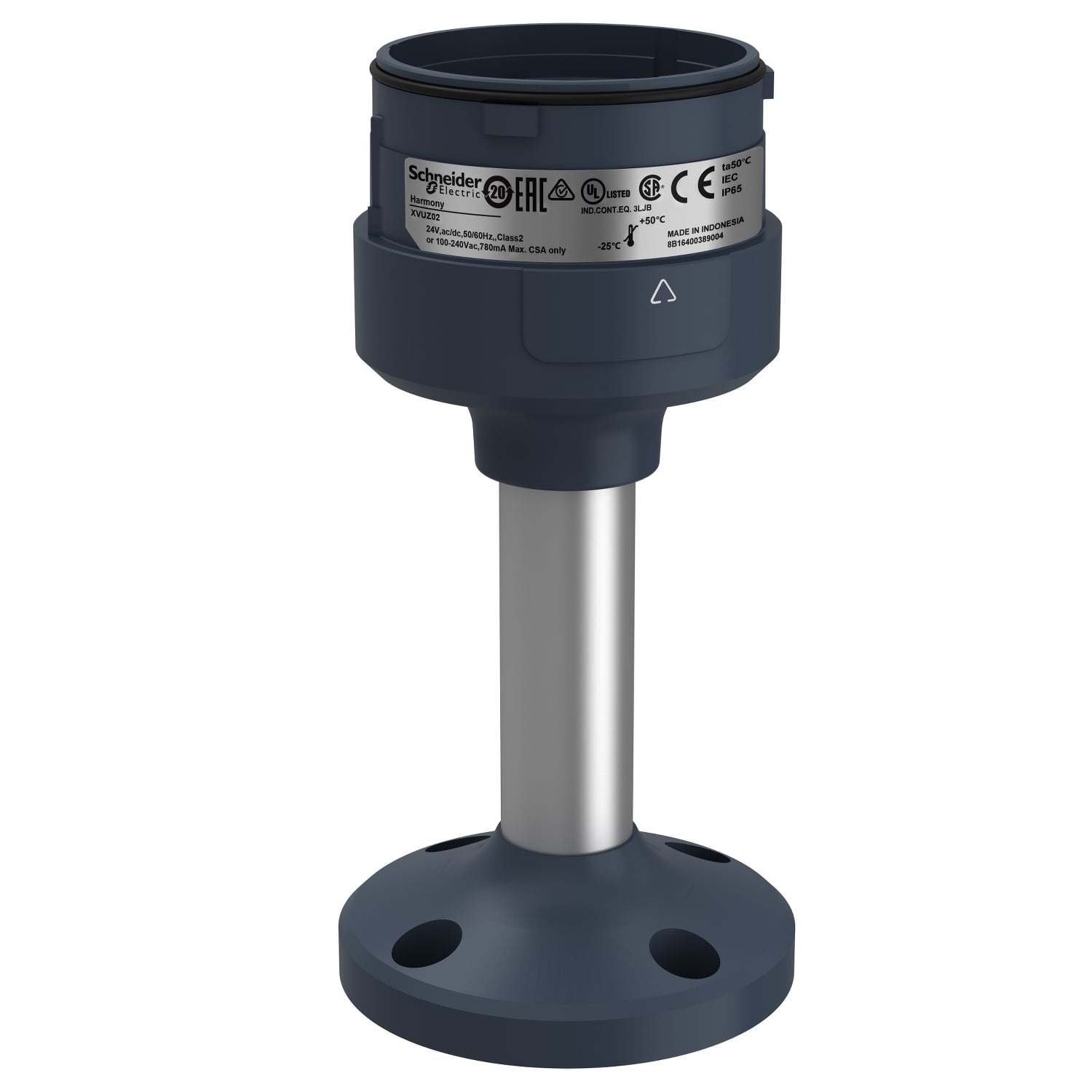 Fixing plate with 100mm aluminium pole for modular tower lights, Harmony XVU, black, 60mm