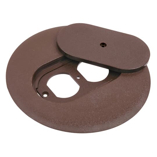 Carpet Plate and Cover for Flush Service Floor Box, 6 Inch Diameter, Brown, PolyCarbonate, for Duplex Receptacle