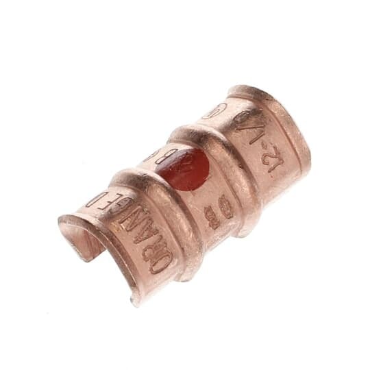 Copper C-Tap for 600V Applications, Wire Range Main: 2-1/0, Branch 2-12, Length 1-1/16 Inches, Height 31/32 Inch, Plain Finish, Die Code 50, Die Color Code Orange