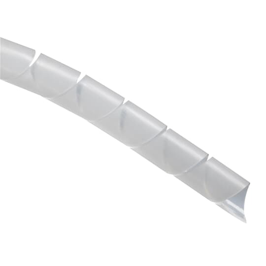 Forward Cut Spiral Wrap, Natural Polyethylene for Temperatures up to 50 Degrees Celsius (122 F), Outside Diameter of 19.05mm (0.750 Inches), Pitch of 19.05mm (0.750 Inches), Nominal Wall Thickness of 1.65mm (0.065 Inches), 30.48m Reel (100 Feet)