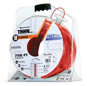 106100903445 PullPro Copper THHN Wire, 10 AWG, Stranded, Red, 750 ft