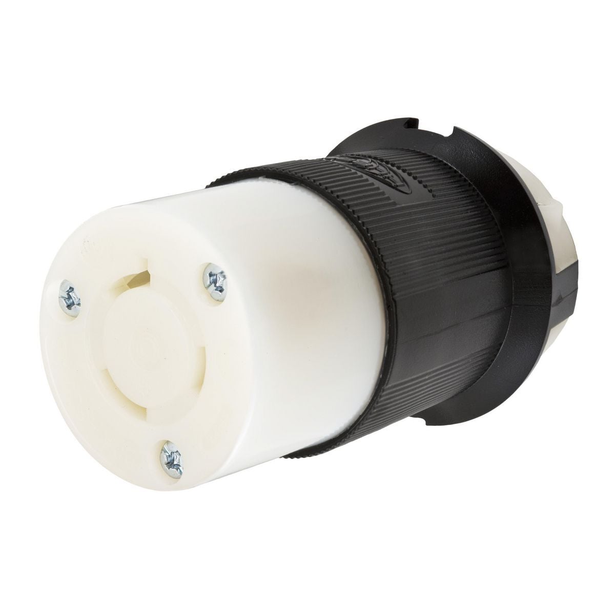Locking Devices, EdgeConnect Twist-Lock, Industrial, Female Connector Body, 20A 277V AC, 2-Pole 3-Wire Grounding, L7-20R, Screwless Terminal, Black and White
