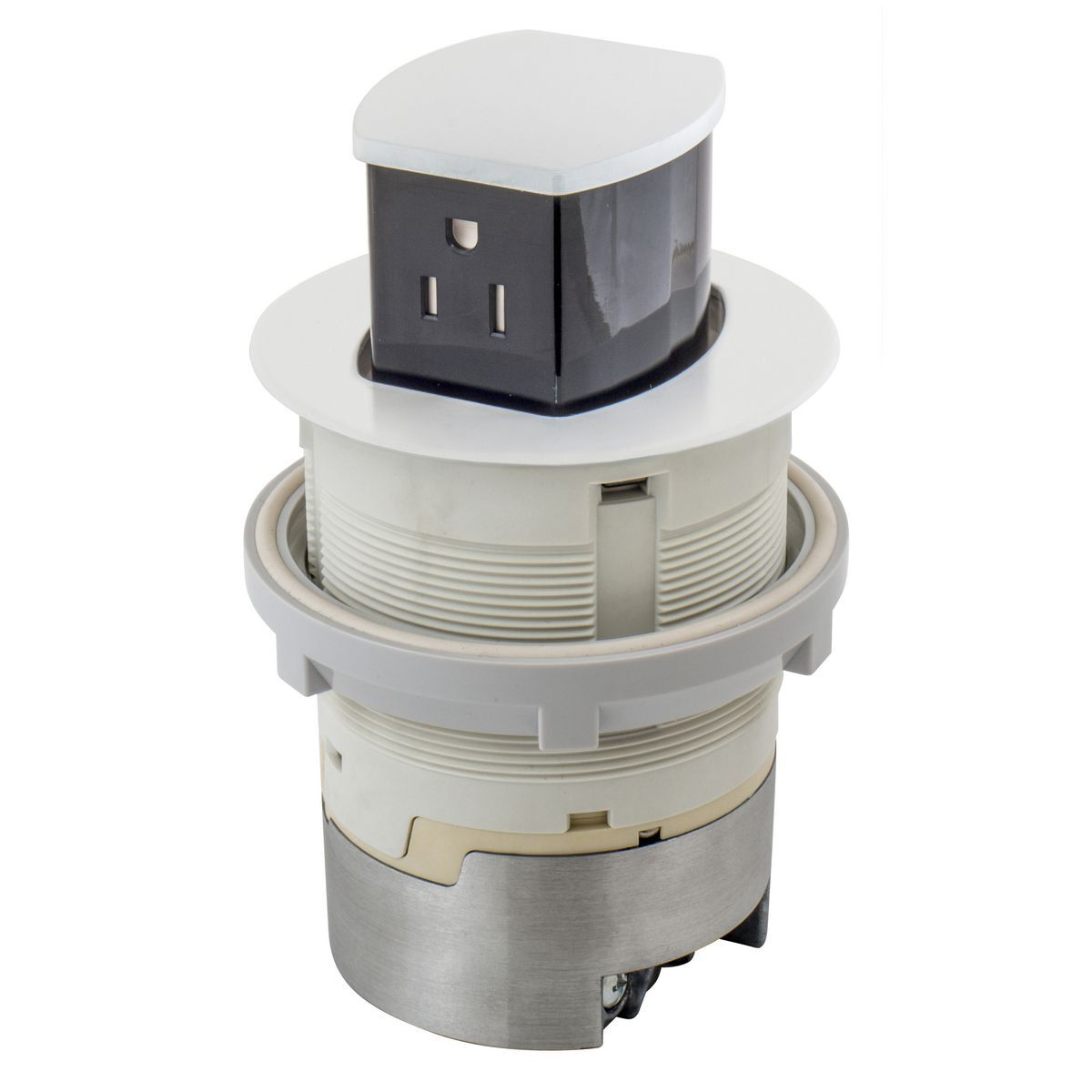 15A Kitchen Counter Receptacle, Flush Mount, White