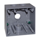 Eaton Crouse-Hinds series weatherproof outlet box, 30.5 cu in, Gray, 2" deep, Die cast aluminum, Two-gang, (4) 3/4" outlet holes