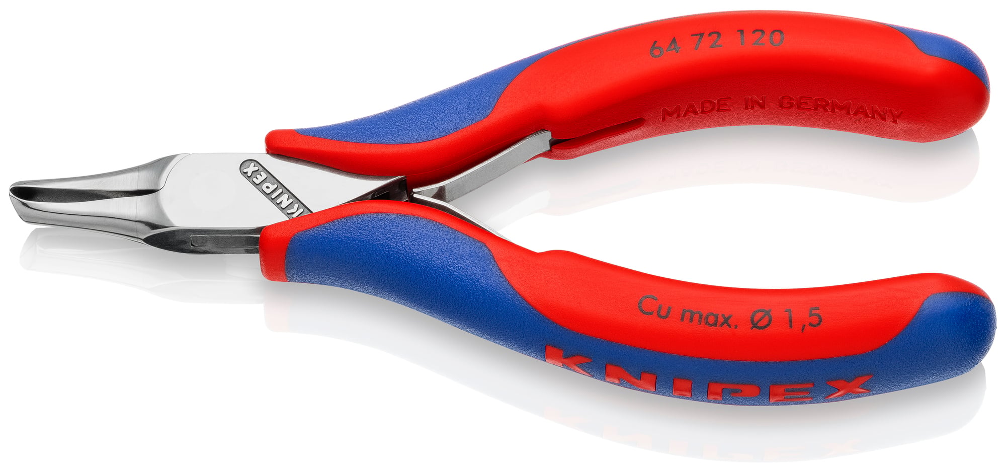 Electronics End Cutting Nippers, 4 3/4 in., Multi-Component, Polished, Semi-flush with Small Bevel Cut, End Cutter Head, Up to 1/16 in. Soft Wire, 35°