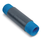 PVC Coated Conduit Nipple, 1 Inch/27 Metric Pipe Size x 6 Inch/152.4 Millimeters Nipple Length, Nominal .002 Inch (2 mil) Blue Urethane on Interior, Minimum .040 Inch (40 mil) PVC Coating on Exterior, Blue Urethane Coating Over Threads, Hot-Dip Galvanized Rigid Steel, Gray