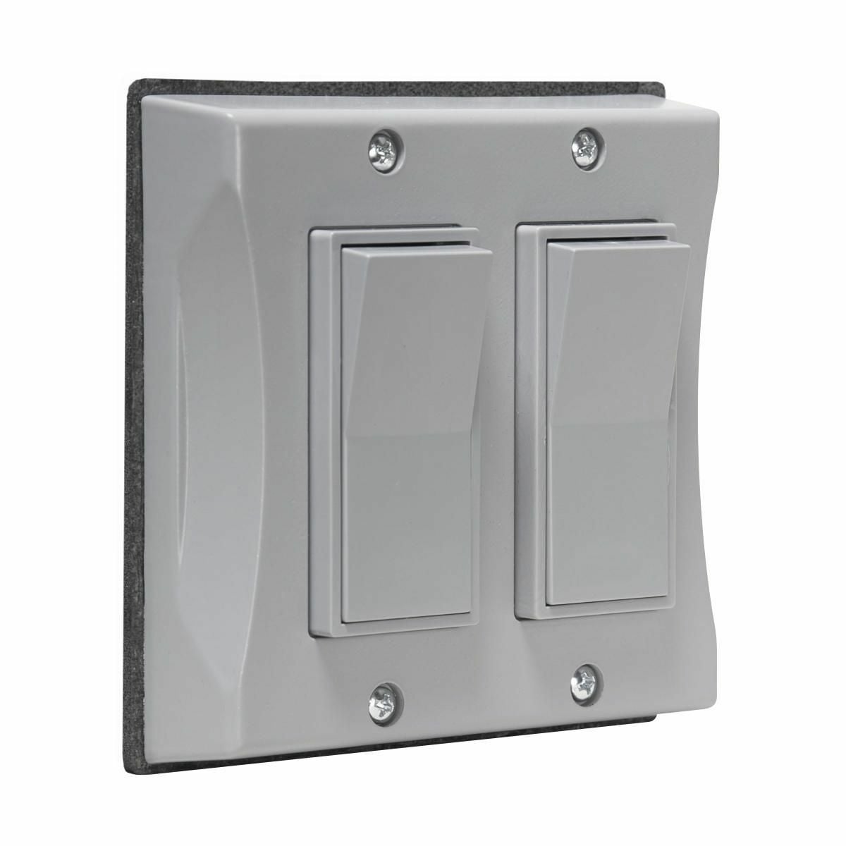 2-Gang Weatherproof Cover, Vertical, Decorator, Gray, Shrink