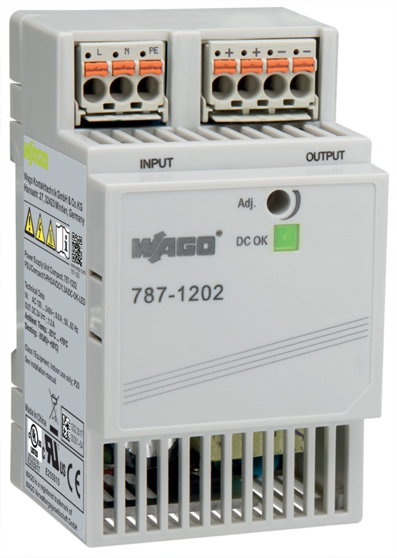 Switched-mode power supply; Compact; 1-phase; 24 VDC output voltage; 1.3 A output current; DC-OK LED