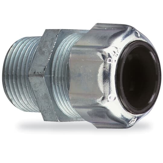 Liquidtight Strain Relief Cord Connector, 3/4 Inch, Straight, Cord Range 0.750 to 0.880 Inch,  Malleable Iron